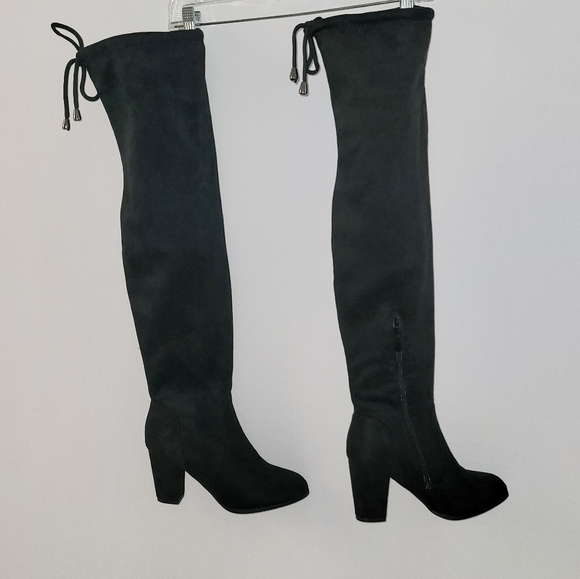 High Black Boots Over the Knee Fabric 25" High Size 7.5 NEW - Picture 8 of 11